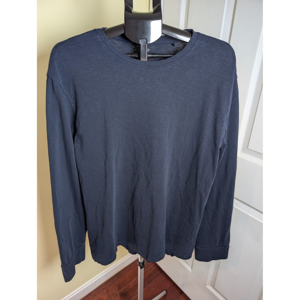 Quince Long Sleeve Tee Mens XL Navy Blue Organic Cotton Slub Crewneck